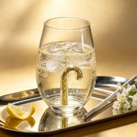 Verres à vin sans pied personnalisés avec logo, verre à vin 3D avec paillettes dorées en forme de canne à sucre à l'intérieur, verre à boire de Noël soufflé à la main