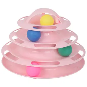 Gatos brinquedos bola torre e pista interativa, brinquedos mais recentes, 4 níveis, interativo, bicho de estimação, brinquedos adequados para gatinhos, perseguição