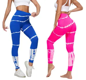 Hot Bán Phụ Nữ Biểu Tượng Tùy Chỉnh Thể Thao Quần Xiên Tie Dye Cao Eo Hip Nâng Yoga Xà Cạp Mỏng Phù Hợp Với Chạy Vớ Cho Phụ Nữ