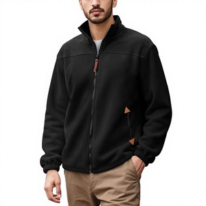 Chaqueta Ligera de Forro Polar para Hombre, Color Negro, Cuello Alto, Cierre de Cremallera, Corte Regular Informal, para Otoño, 100% Poliéster Tejido, Color Sólido - Product Image 2