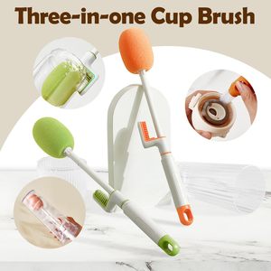Household 3 in 1 Cup Cleaning Tpr Material Gap Water <strong>Bottle</strong> Cleaner <strong>Bottle</strong> Sponge <strong>Brush</strong> With Straw <strong>Brush</strong> Replacement Head - Product Image 6