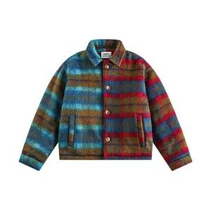 2023 fashion mens woolen jacket contrast patchwork winter lined woolen jacket for men
