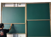 Tableau noir coulissant, écriture de craie, peut être assorti à l'équipement de multimédia, panneau arrière vert