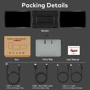 Écran triple portable OEM 15,6 pouces 1080P LCD, extension d'écran double pour ordinateur portable, moniteur triple portable détachable - Product Image 6