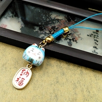 Pendentif de téléphone en céramique en forme de chat porte-bonheur en gros, autres accessoires pour téléphones mobiles