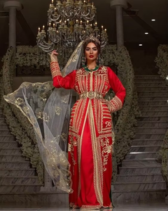 Elegante Vestido Kaftan con Cuentas para Mujer |   Vestido de Novia/Fiesta Largo Hasta el Suelo con Adornos de Cristal - Product Image 6