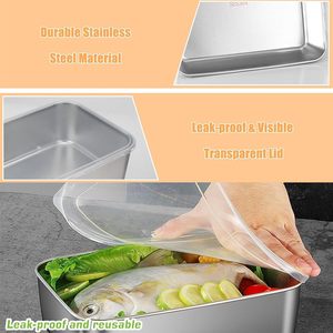 Stainless Steel Food <b>Storage</b> Containers Airtight Lids for Kitchen Bento Box Meal Prep Metal Lunch Box Freezer and Microwave Safe - Product Image 2