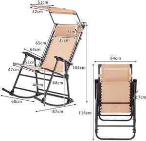Mecedora plegable para exteriores, tumbona reclinable con dosel y almohada para la cabeza, <span class=keywords><strong>sillón</strong></span> basculante de ocio para <span class=keywords><strong>jardín</strong></span>, Patio y playa - Product Image 3