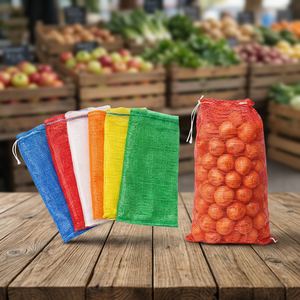 Sac en filet Leno pour le stockage réutilisable des oignons, pommes de terre, ail, fruits et légumes, et le transport agricole - Product Image 1