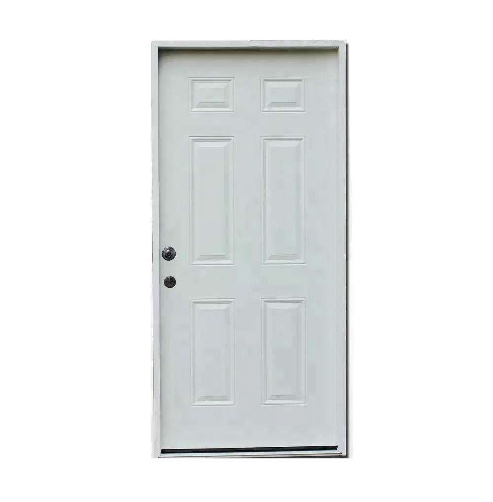 High quality fancy customized color 6 panel exterior security metal doors entry front iron steel door