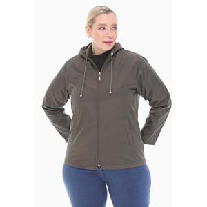 Parka imperméable à capuche doublée polaire kaki pour femme, grandes tailles - Product Image 2