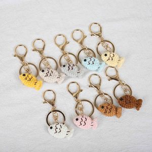 Creative Handmade Plush Crochet Keychain Fish Pendant Weaving Keychain Pendant Bag Ornament Accessories
