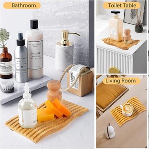 Plateau de rangement en bois pour lavabo de salle de bain, design minimaliste, couleur bois naturel, personnalisable, rangement de cuisine - Product Image 2