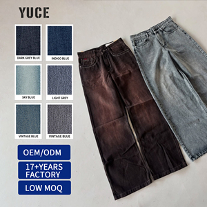 กางเกงยีนส์ทรงหลวมสไตล์สตรีทแฟชั่นคุณภาพสูงแบบย้อมสีพิเศษจาก YUCE สำหรับผู้ชาย - Product Image 3