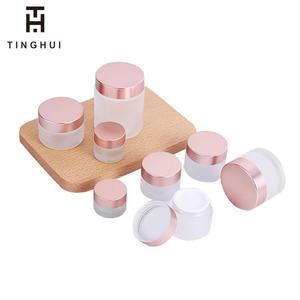 ครีมบำรุงผิวขนาด 2 ออนซ์ 8 ออนซ์ 5 กรัม 50 กรัม 200 กรัม บรรจุในขวดแก้วสีชมพูโรสโกลด์แบบฝ้า ขนาด 5 มล.-50 มล. 200 มล. พร้อมฝาสีดำ - Product Image 1