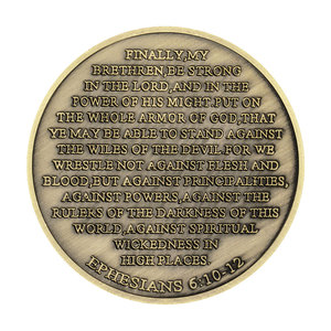 Áo giáp của thần với mô hình người lính cứu trợ cao và phù du cầu nguyện đồng xu thách thức mạ đồng - Product Image 4