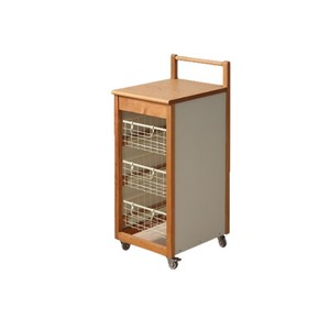 Retro Style Solid Wood Trolley <b>Kitchen</b> Storage Rack Mobile Tea <b>Cabinet</b> <b>Sideboard</b> Portable Adult Use - Product Image 2