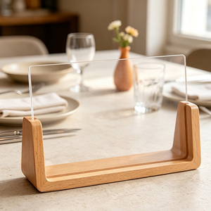 Support de menu vertical en acrylique transparent en forme de U, en <span class=keywords><strong>hêtre</strong></span> <span class=keywords><strong>massif</strong></span> naturel, personnalisé, pour café, restaurant, bureau - Vente en gros - Product Image 6
