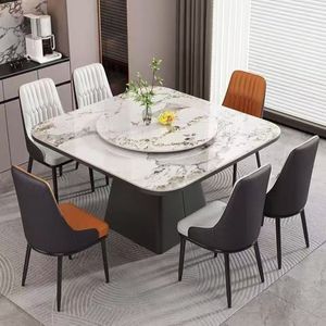 Bellissimo Tavolo <span class=keywords><strong>da</strong></span> Pranzo in Marmo con Piano Girevole e Sedie Eleganti - Product Image 4