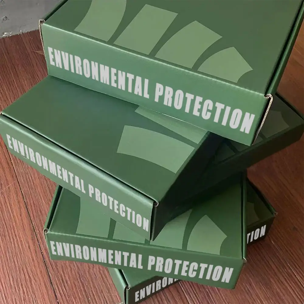 Schlussverkauf Großhandel tragbare biologisch abbaubare umweltfreundliche kompostierbare verpackung aus wellpappe grüne Versandkartons