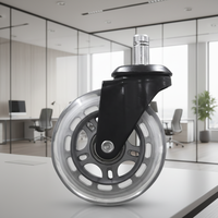 Roda Kastor Putar PU Transparan dengan Rem 100mm untuk Kursi Kantor, Rumah Sakit, Sekolah, Hotel, Beban 20kg