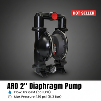 Pompa Diafragma Pneumatik OEM ARO 666272-244-C 2'' PTFE/Santoprene dengan Diafragma dan Badan Aluminium, Aliran Tinggi 651 L/mnt, untuk Cat