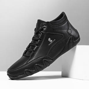 2026 New <b>Men</b> Desert <b>Boots</b> Waterproof All Seasons Rubber Upper British High Gloss Business Casual High Top Dress <b>Ankle</b> - Product Image 1