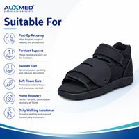 Chaussure de récupération post-opératoire réglable avec support médical pour le pied, bout ouvert, talon rembourré en maille respirante et semelle antidérapante