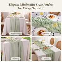 Lot de 6 chemins de table en gaze de coton vert sauge de 3,05 m (10 pieds), 35x120 pouces, motif uni, style simple, réutilisables, lavables, durables, pour mariages et fêtes