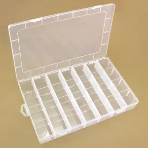 35x22cm PP 28 slots Rectangular Clear Plastic Adjustable grids Jewelry Storage Box