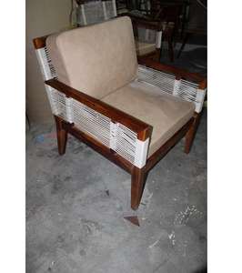 Conjunto de Sofás Seccionales en Forma de L para Exteriores, de Madera de Teca Moderna, con Trenzado de Cuerda y Respaldo Acolchado, Muebles Ecológicos de RD Wood - Product Image 3