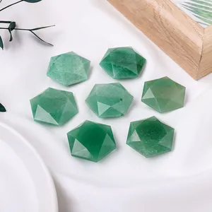 Wholesale Natural Healing Crystal Green Aventurine Gemstone Carved Hexagram Raw Stone Crafts For Decor