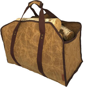 Sac de transport pour cheminée, sac de transport pour bûches en toile cirée imperméable, sac de transport pour bûches d'extérieur, grand sac de transport pour bois avec poignées - Product Image 1