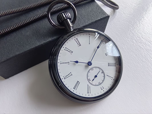 Montre de poche mécanique vintage pour homme, boîtier rond en acier 50 mm, cadran analogique, verre minéral, étanche au quotidien - Product Image 1