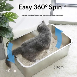 Bac à litière pour <span class=keywords><strong>chat</strong></span> en acier inoxydable extra large à parois hautes, plateau métallique anti-odeur, anti-adhésif, anti-éclaboussures, toilette pour animaux <span class=keywords><strong>de</strong></span> compagnie, vente en gros - Product Image 1
