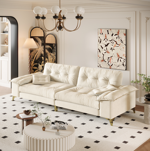 Sofá Nube Convertible Moderno de 4 Plazas con Brazos Anchos Desmontables, Tapizado en Chenilla Acolchada, Patas de Madera, Cómodo Sofá con 2 Cojines - Product Image 5