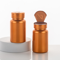Bouteilles en plastique PET de 120 cc sans BPA, de qualité alimentaire, plaquées or, pour capsules, suppléments, pilules et chewing-gums, avec bouchon à clapet