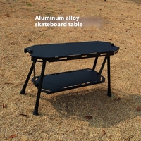 Table de camping pliante extérieure en alliage d'aluminium Support de rangement portable multifonctionnel Style noirci IGT Tactique