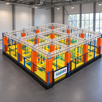 Équipement de parcours Ninja commercial intérieur standard européen avec filet de transport, mur araignée et blocs de parkour pour aire de jeux 3D pour enfants en centre commercial (FEC)