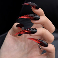 Vente chaude : Faux ongles à presser longs et pointus, motif griffe de dragon, finition miroir dorée chromée, faits main, forme stiletto, pour nail art portable