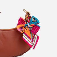 Gran Lazo de Seda con Cinturón para Bolso de Mujer, Colgante Decorativo para Bolso, Lazo con Patrón Geométrico y Anillo Dorado para Accesorios de Bolsos DIY