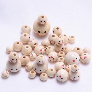 Schima Superba Round Wooden Beads with <strong>Smile</strong> Face Wooden Bead Strand <strong>Wood</strong> Smiling Faces Beads for DIY Crafts Jewelry Making - Product Image 1