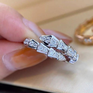 Anillo de Hueso de Serpiente para Mujer, Tono Dorado, con Circonitas y Diamantes, Diseño de Animal del Zodíaco, Joyería de Boda, Regalo, Diseño Abierto de Resorte RS316 - Product Image 4