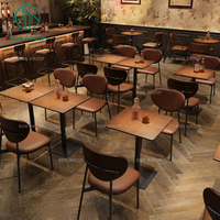 Ensemble de chaises de bar hautes en bois massif et cuir vintage pour discothèque, café, restaurant, mobilier commercial