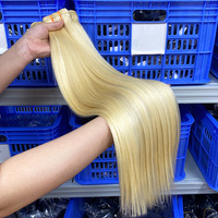 Extensions de cheveux humains lisses 15A, tressées, avec closure, couleur blond platine 613, en dentelle, vente en gros