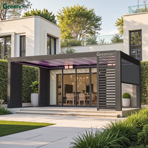 Pérgola <span class=keywords><strong>de</strong></span> Aluminio Negro con Perfil Extruido, Techo <span class=keywords><strong>de</strong></span> Lamas <span class=keywords><strong>de</strong></span> Lujo, Gazebo <span class=keywords><strong>de</strong></span> 6x5 con Pantalla Enrollable para Construcción <span class=keywords><strong>de</strong></span> Alta Gama - Product Image 2