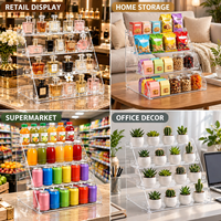 Présentoir en acrylique transparent personnalisé pour boissons, gâteaux, desserts, beignets et aliments – Support à étages trapézoïdaux multicouches en cristal – Vente en gros