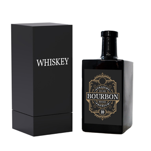 Coffret de rangement carré en obsidienne noire opaque pour flacon de spiritueux 500 ml, pot de stockage d'alcool <span class=keywords><strong>Tequila</strong></span> avec couvercle de base - Product Image 1