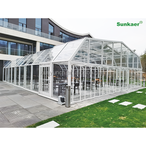 Jardin d'hiver rétractable Salles de soleil et maisons en verre en aluminium préfabriquées Terras coulissantes pliables à toit en forme de véranda - Product Image 4