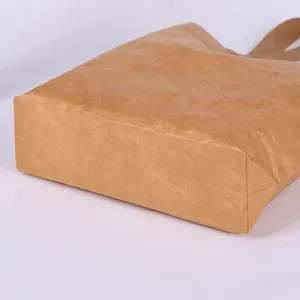 Bolsa de Compras Grande Impermeable con Logotipo Personalizado, Bolsa de Playa de Papel Tyvek Marrón, Bolsos de Mano para Mujer - Product Image 3
